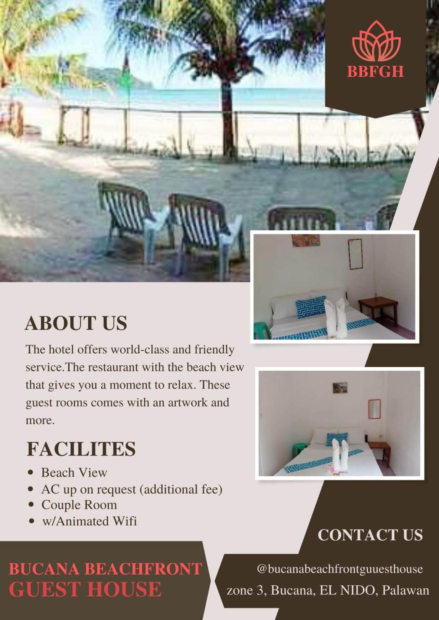 Bucana Beachfront Guesthouse เอลนิโด ภายนอก รูปภาพ